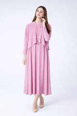 Baby Pink Rhinestone Cape Frock