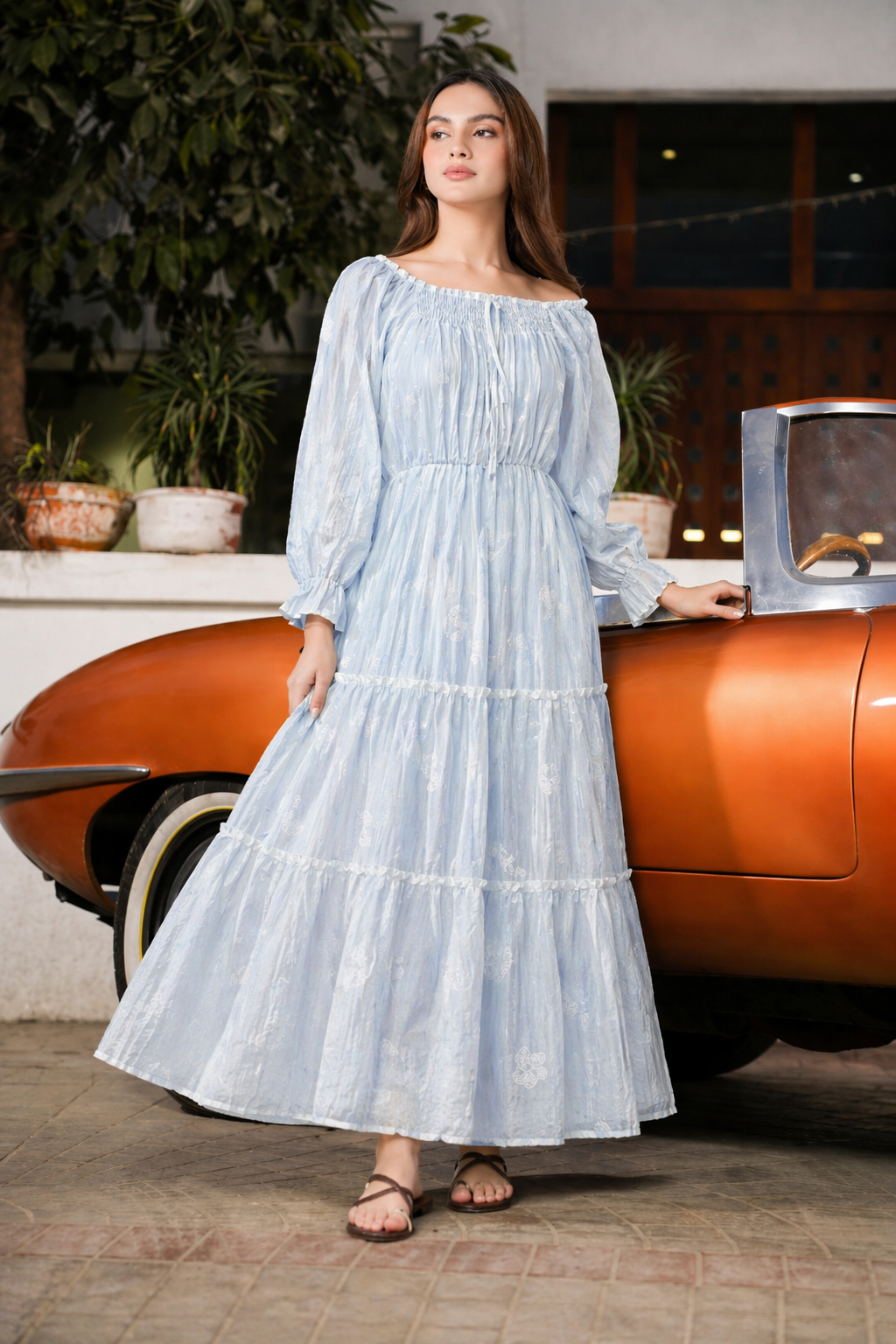 Sky Blue Tiered Maxi Dress