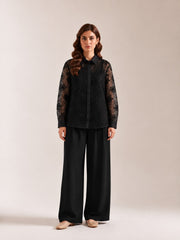 Black Embroidered Shirt with Inner