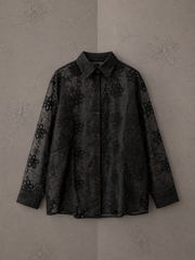 Black Embroidered Shirt with Inner