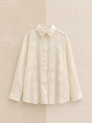 Beige Embroidered Shirt with Inner