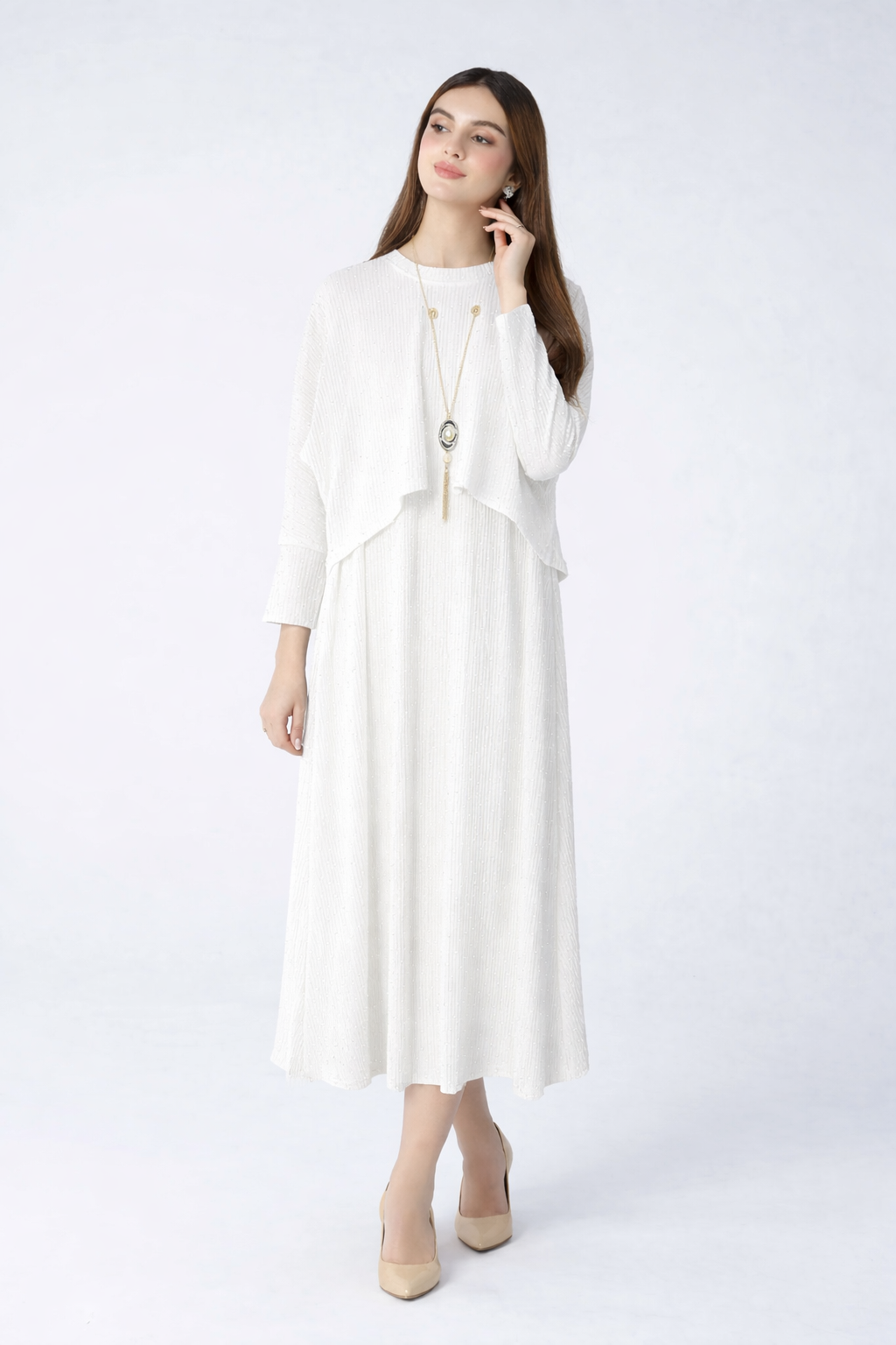 Pearl Cape Frock (white)