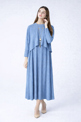 Powder Blue Rhinestone Cape Frock
