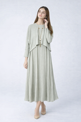 Pistachio Rhinestone Cape Frock