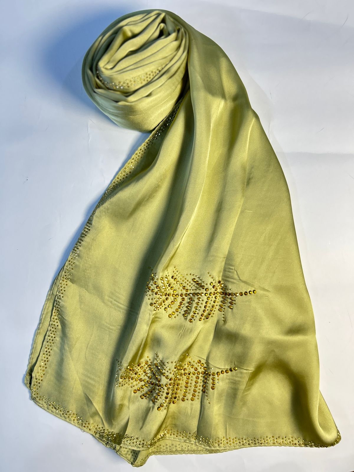 Leaf Studded Silk - Olive