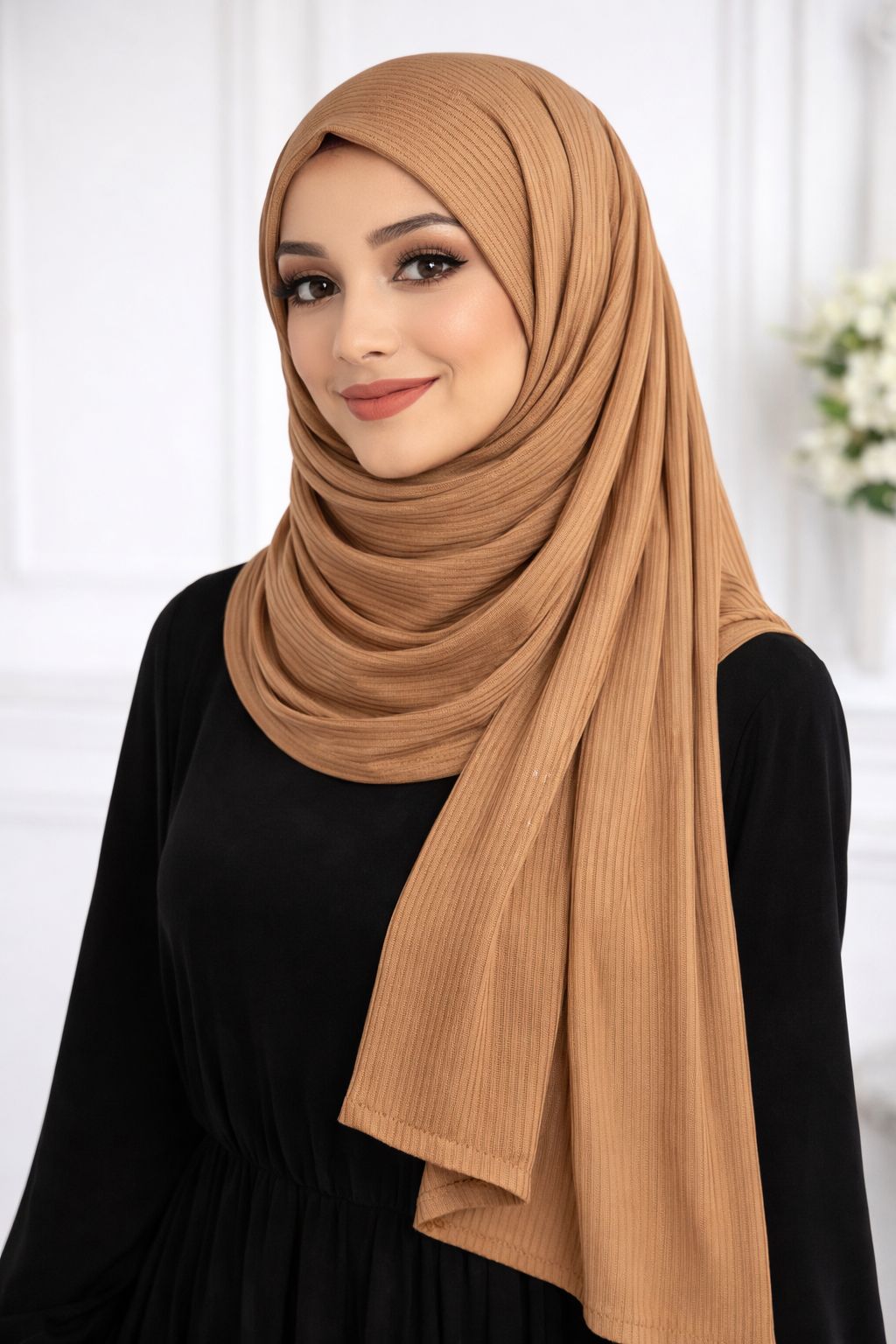 Clocque Ribbed Jersey Hijab - Caramel