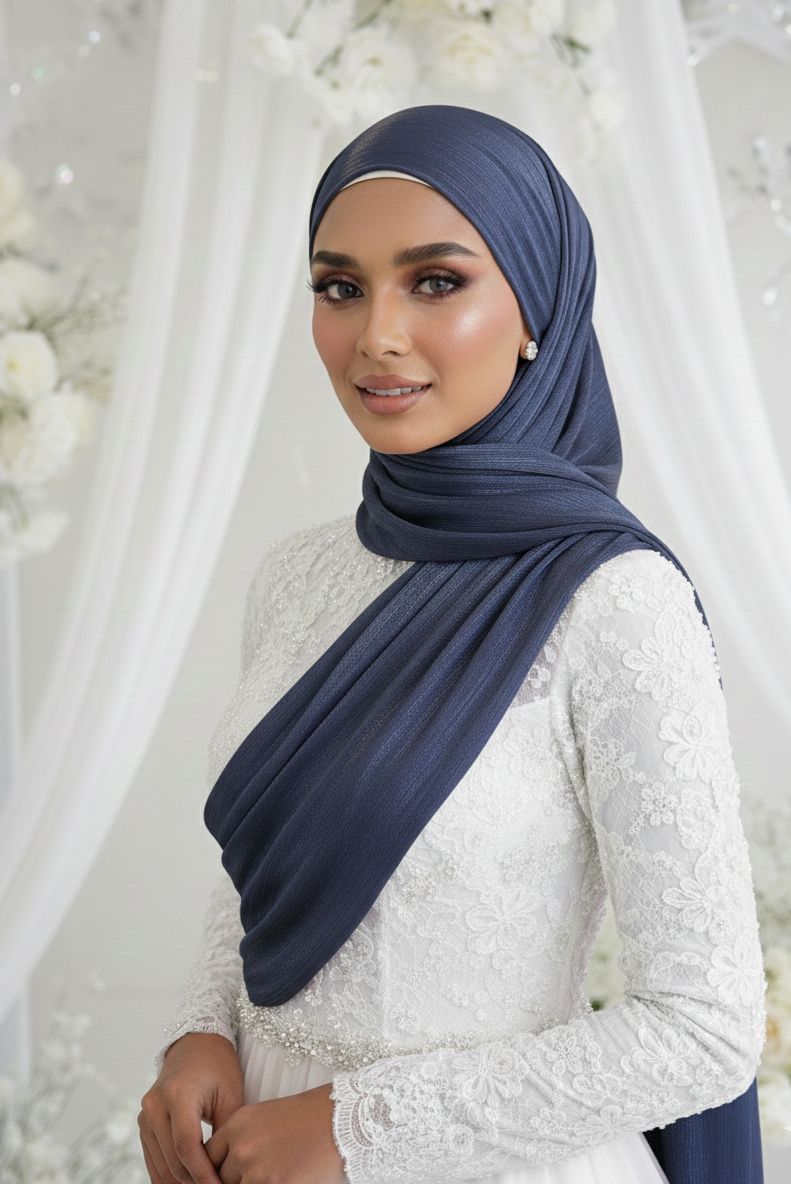 ORGANZA SHIMMER SILK-NAVY BLUE