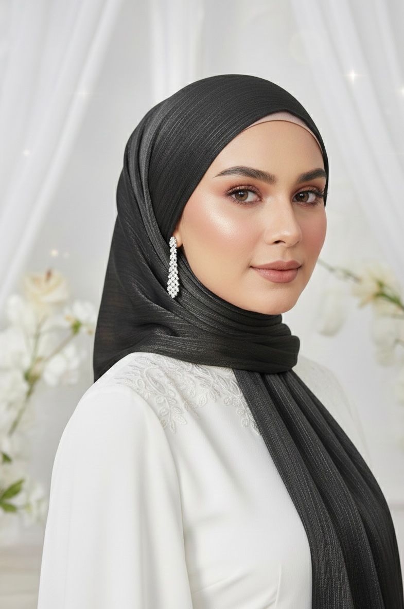 ORGANZA SHIMMER SILK-BLACK