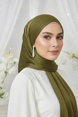 ORGANZA SHIMMER SILK-OLIVE GREEN