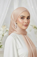 ORGANZA SHIMMER SILK - PEACHY BEIGE