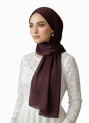 Crinkle Silk Hijab - Dark Burgundy