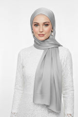 Crinkle Silk Hijab - silver Gray