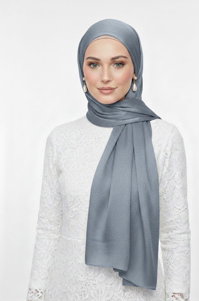 Crinkle Silk Hijab - Sky Blue