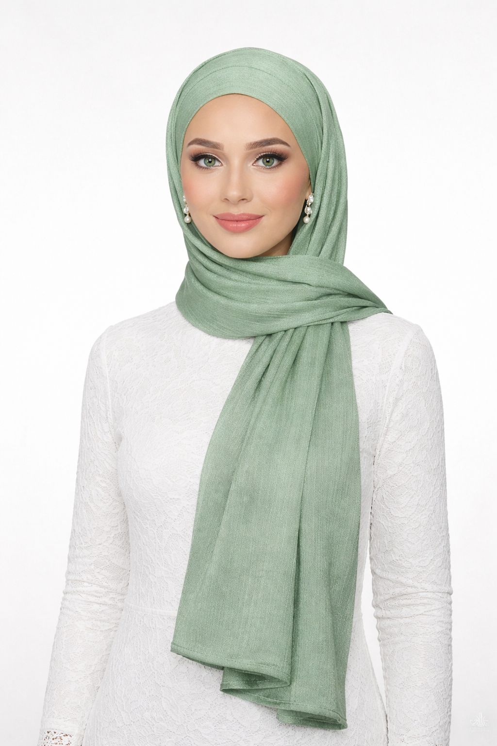 Crinkle Silk Hijab - Mint Green