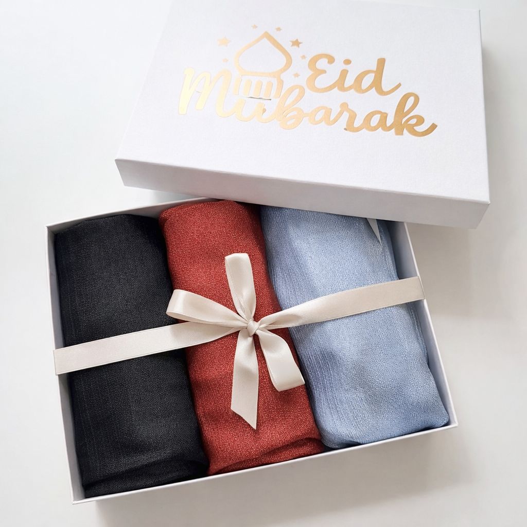Festive Bundle Box – Crinkle Hijabs (Midnight Ruby)
