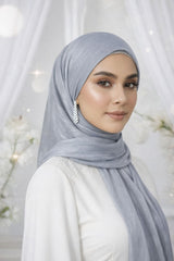 ORGANZA SHIMMER SILK HIJAB - Silverish denim