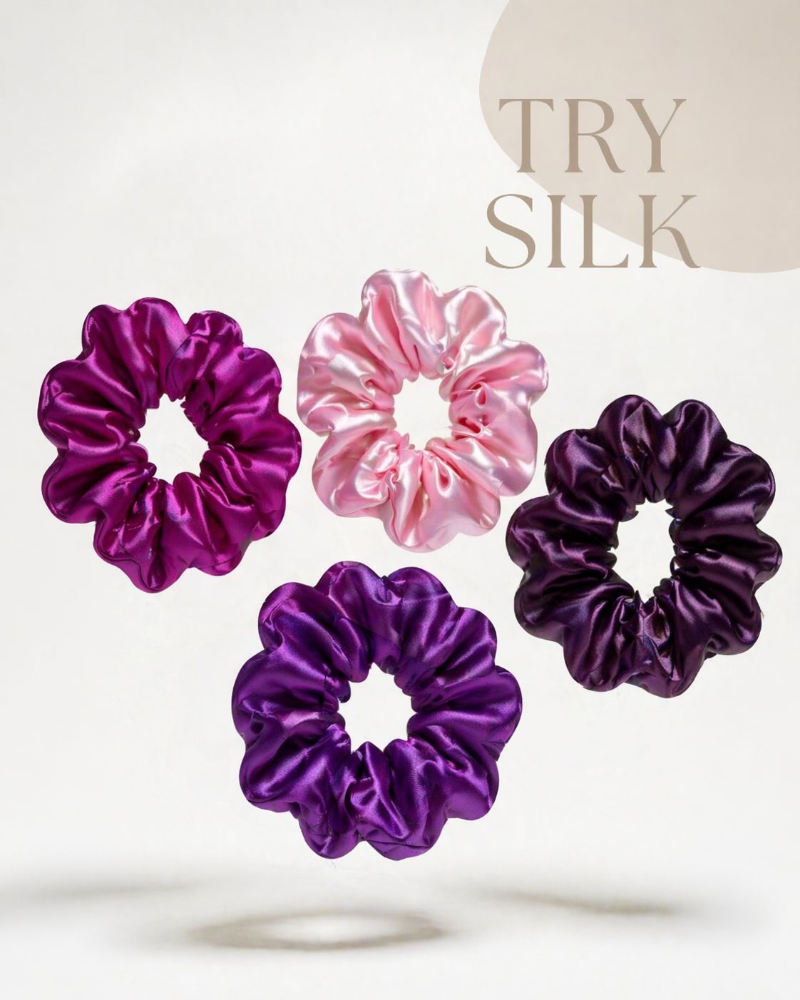 Silk Scrunchies – Set of 4