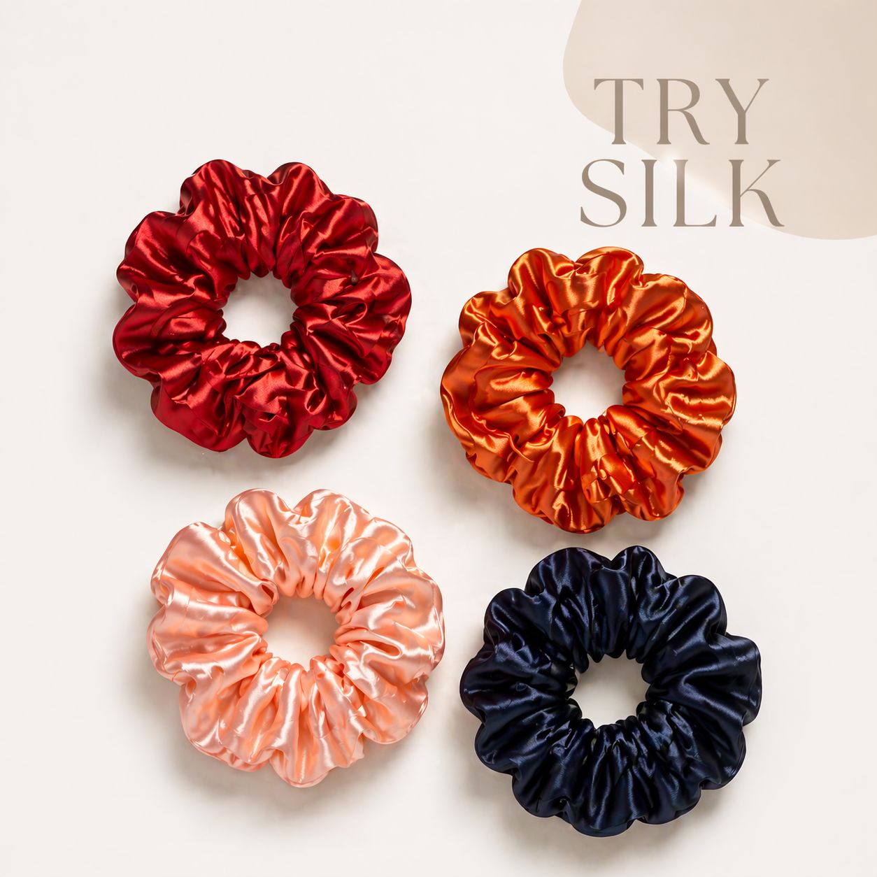 Silk Scrunchies – Set of 4