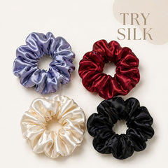 Silk Scrunchies – Set of 4