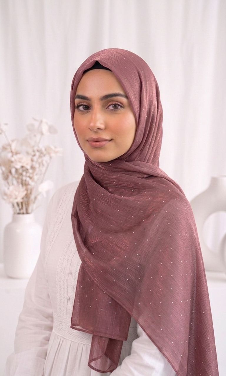 LUXE SILK RHINESTONE MUAVE