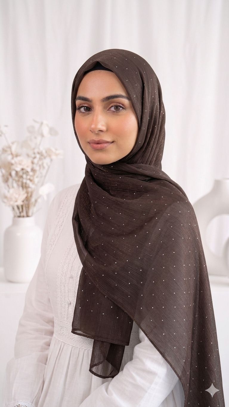 LUXE RHINESTONE SILK BROWN