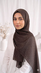 LUXE RHINESTONE SILK BROWN