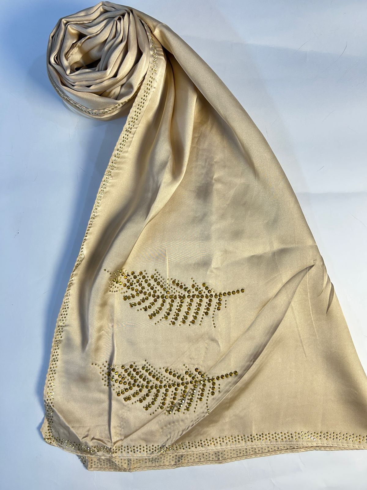 Leaf Studded Silk - Taupe