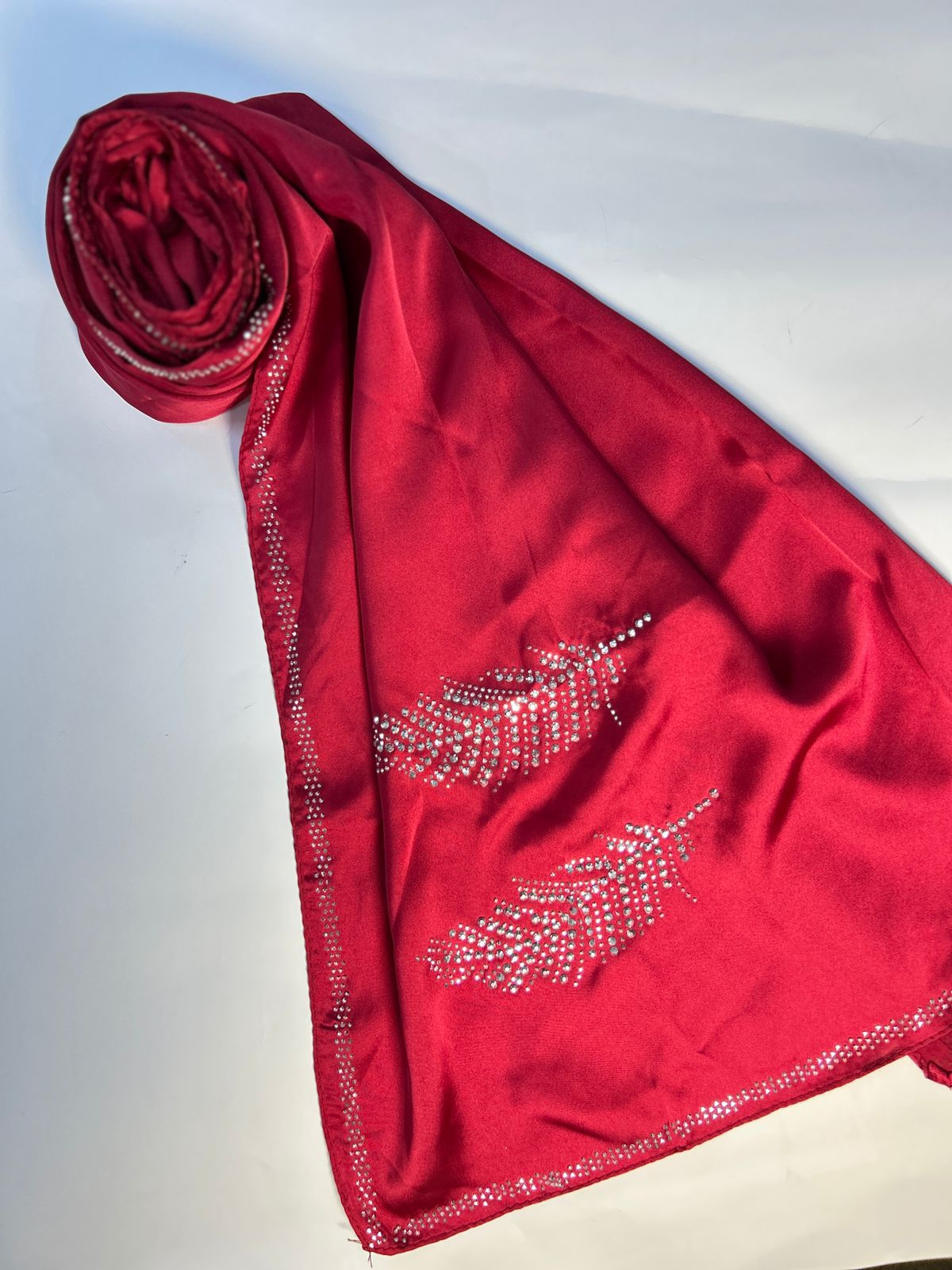 Leaf Studded Silk - Red